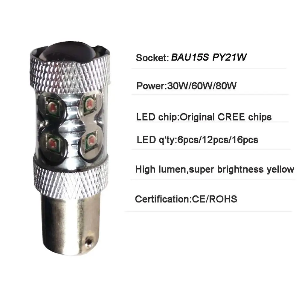 1 шт. x 30 Вт/60 Вт/80 Вт BAU15S PY21W 7507 CREEXB D светодиодные лампы для автомобилей указатели