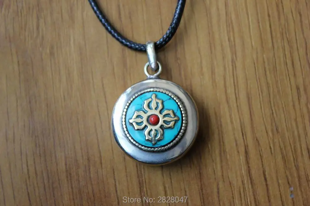 PN997 Этнические тибетские ювелирные изделия медная молитвенная коробка Dorje