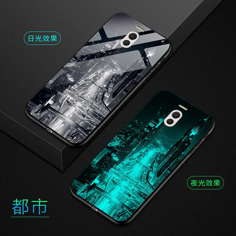 Чехол для телефона для Meizu M6 Note чехол 5," светящаяся задняя крышка из закаленного стекла для Meizu M6 Note чехол Силиконовый противоударный чехол для телефона