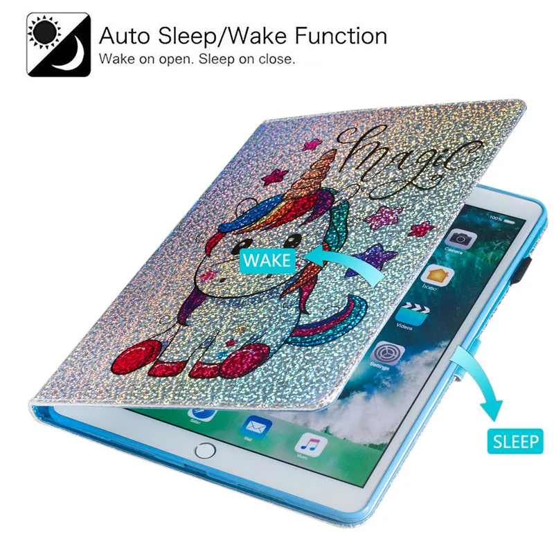 Блестящий чехол Wekays для Apple Ipad 6 Air 2 A1566 A1567 мультяшный Единорог Чехол Ipad6 Air2 чехлы