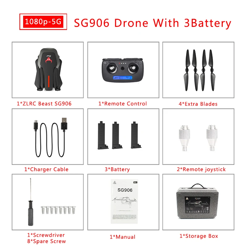 black 3 battery ZLRC Beast SG906 5G Wifi gps FPV Дрон с камерой 4K Режим высокой фиксации с сумочкой Радиоуправляемый квадрокоптер Дрон RTF - Цвет: black 3 battery