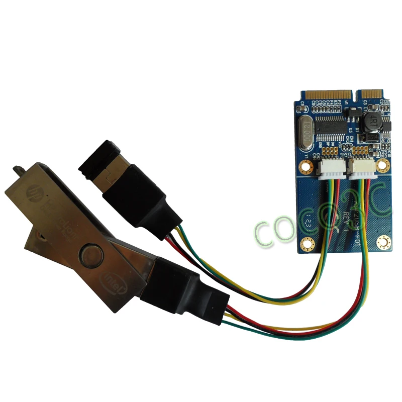 Бесплатная доставка мини PCIe для двойной интерфейс USB адаптер Mini 2 USB2.0 карты и диск