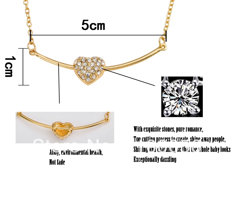 Ожерелье в форме сердца с золотым покрытием и стразами подарок на выпускной