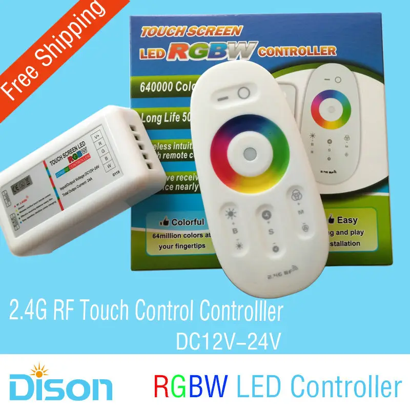 

DC12V-24V 24A RGBW Controller Touch Screen 2.4G RF Wireless Remote Controller LED Dimmer For 5050 RGBW LED Strip