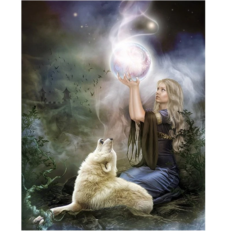 

New 5D Diy Diamond Painting Beauty&Wolf Cross Stitch Diamond Mosaic Needlework Diamond Embroidery Home Decor Handcraft