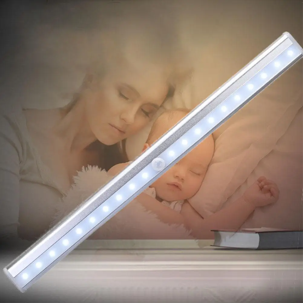 20 светодиодов Перезаряжаемый USB шкаф свет датчик движения тела лампа Портативный индукционный свет шкаф кухонный свет спальня шкаф