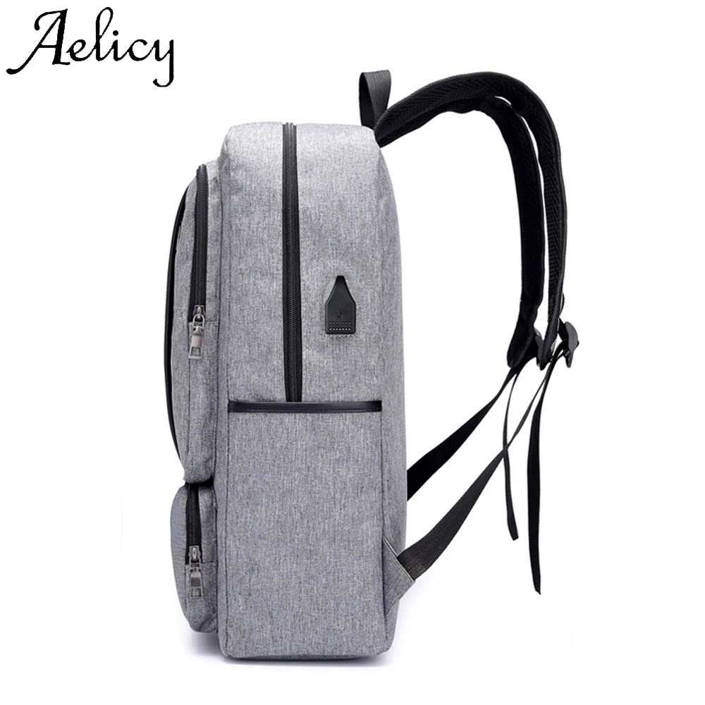 Aelicy Мужской USB рюкзак сумка для компьютера Простой деловой Противоугонный