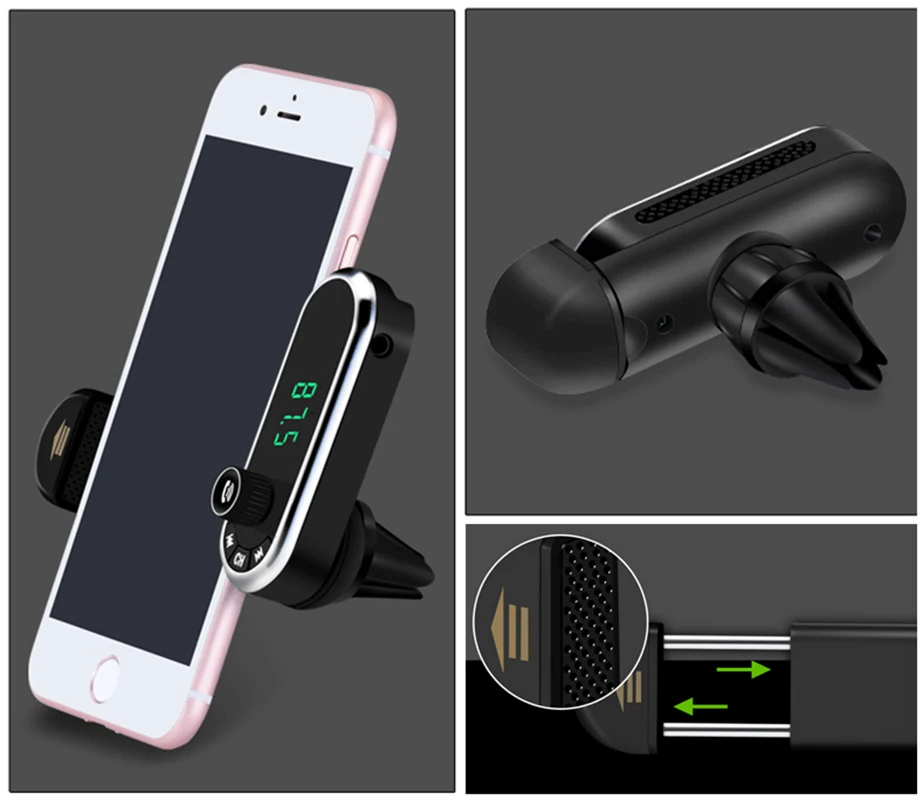 Aoshike Hands-free Car Bluetooth FM Transmitter MP3 Player Mounted Screen For IPhone Charging Phone Holder TF Card Cigarette |