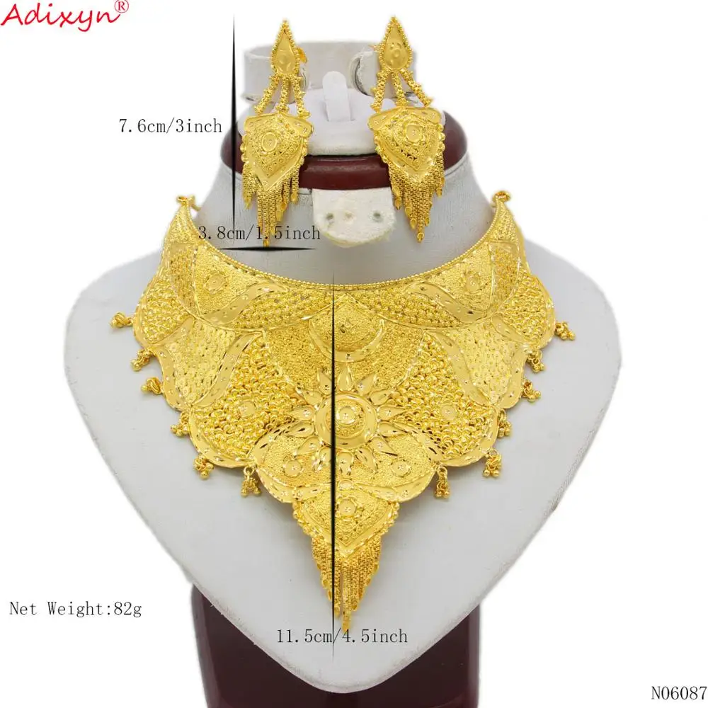 Adixyn Дубай ожерелье и серьги набор украшений для женщин золотой цвет медь