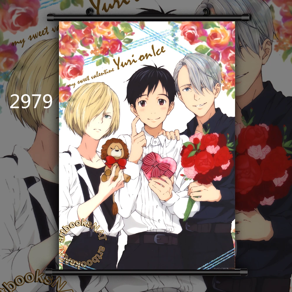 2979 Yuri On Ice Group Аниме Манга настенный плакат свиток D - Цвет: 2979