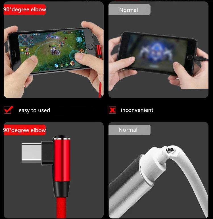 2.4A L-Line 90 градусов локоть usb type C кабель для samsung S8 Note 8 зарядный кабель для синхронизации данных для Xiaomi Redmi Note 7 mi 9 K20 Pro