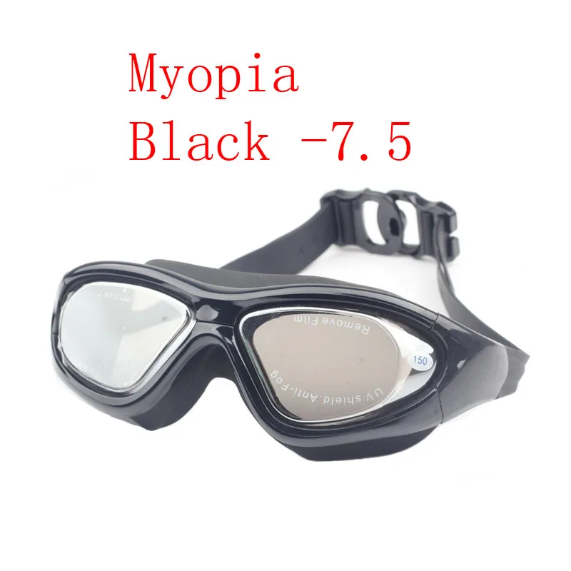 Black -7.5 Очки для плавания для взрослых, очки для близорукости, профессиональные, анти-туман, диоптрий, водонепроницаемые, для арены, для плавания, очки, natacion, оптические маски для дайвинга - Цвет: Black -7.5