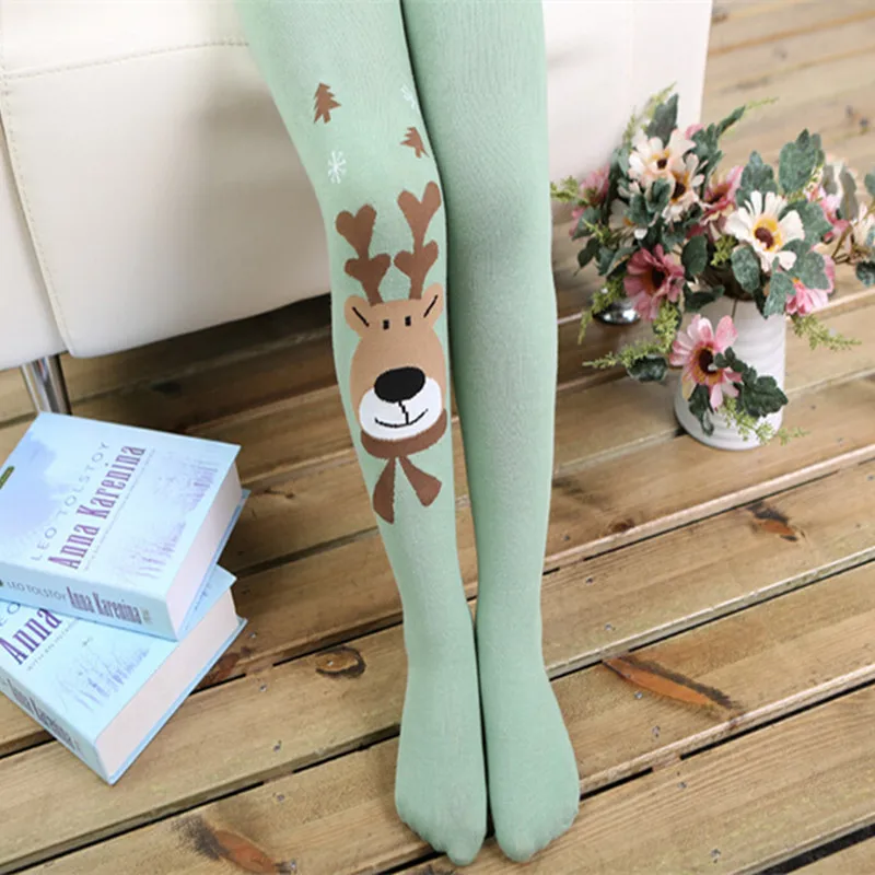 Новинка 2019 Рождественский олень хлопковые узкие штаны шланг для девочек
