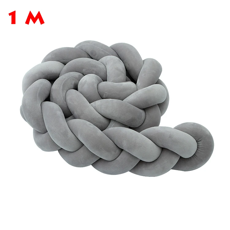 1 M Gray 1 шт., 1 м/2 м/3M, бампер для новорожденной кроватки, бампер с узлом для новорожденной кровати, длинная плетеная Подушка с узлом, детская кроватка, декор для детской комнаты - Цвет: 1 M Gray