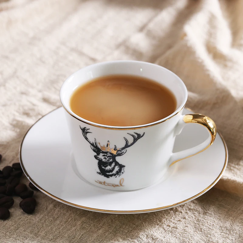 200 мл роскошный стиль лося керамическая костяная китайская кофейная чашка блюдце