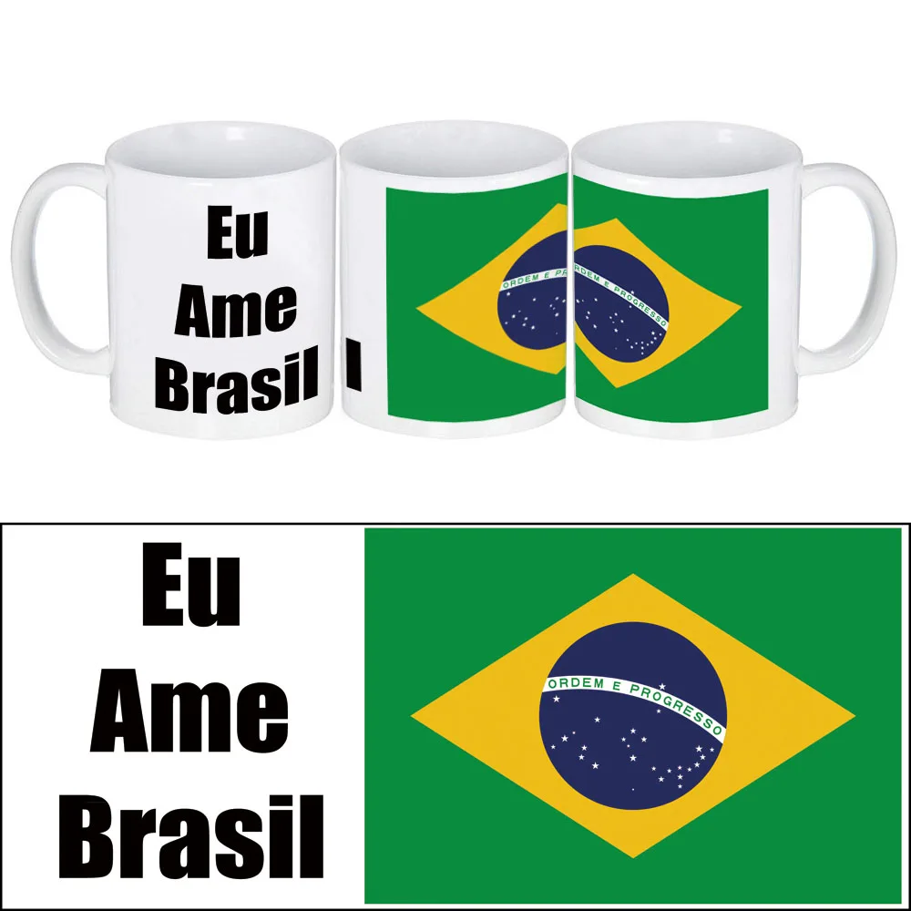 Brazil Spain National Flag Cup, I love the kingdom of Spain Coffee Mug Gift for Kids Friends Colleagues Parents, also Other Countries - Цвет: Brazil