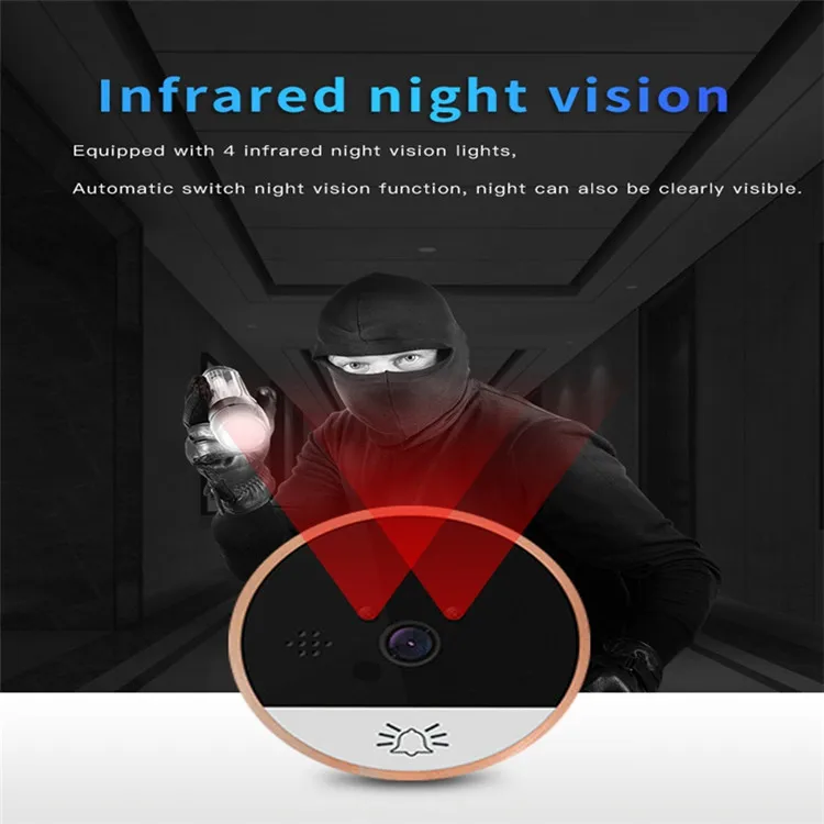4,3 дюймов Wifi умный глазок монитор видеодомофон HD камера ночного видения PIR датчик движения дверной звонок приложение для IOS Andriod