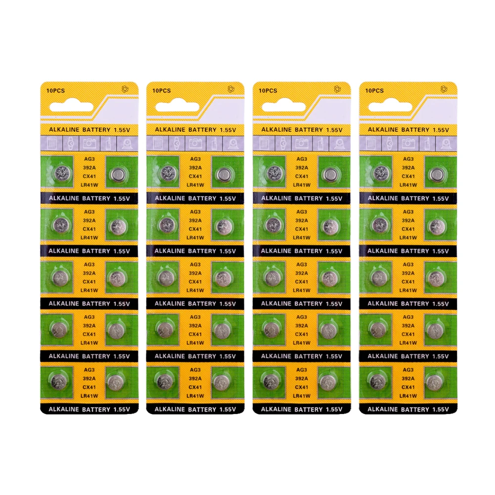 40x AG3 1,55 V AG3 монета щелочной Батарея вольт 192 384 392 392A SR41SW 384 LR736 V3GA аккумулятора кнопочного типа LR41 LR736