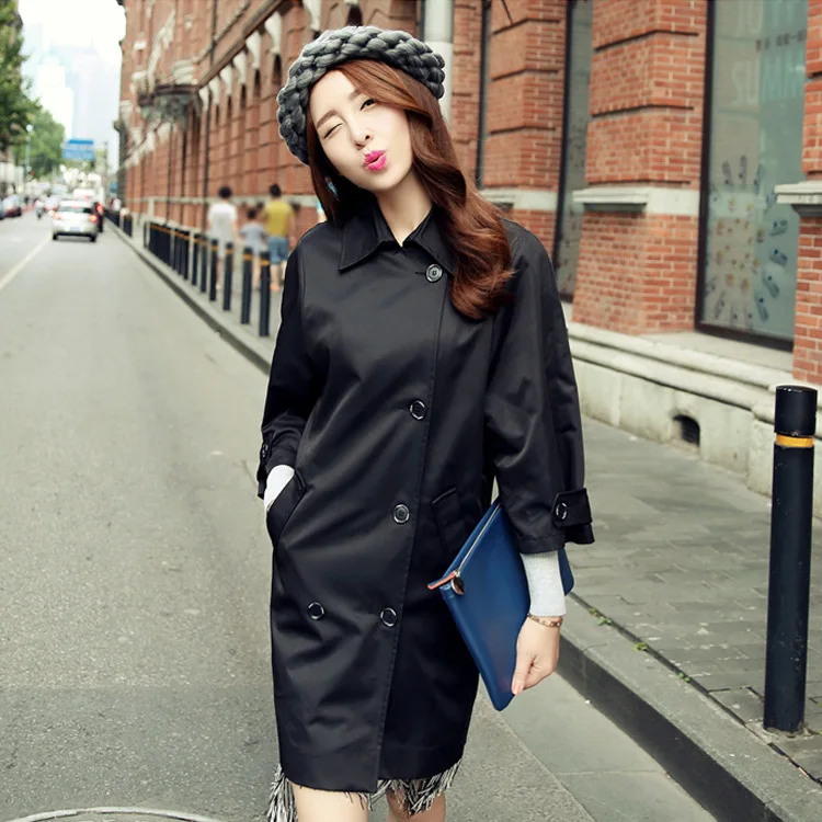 

2018 autumn and winter women's slim long single breasted coat outerwear women fashion trench windbreaker free shipping