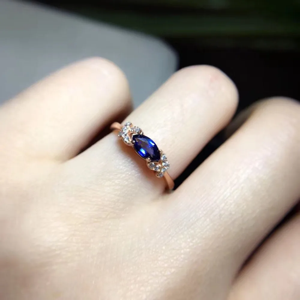 2017 кольца Qi Xuan_Dark Blue Stone простой и элегантный Ring_S925 твердый серебряный модный
