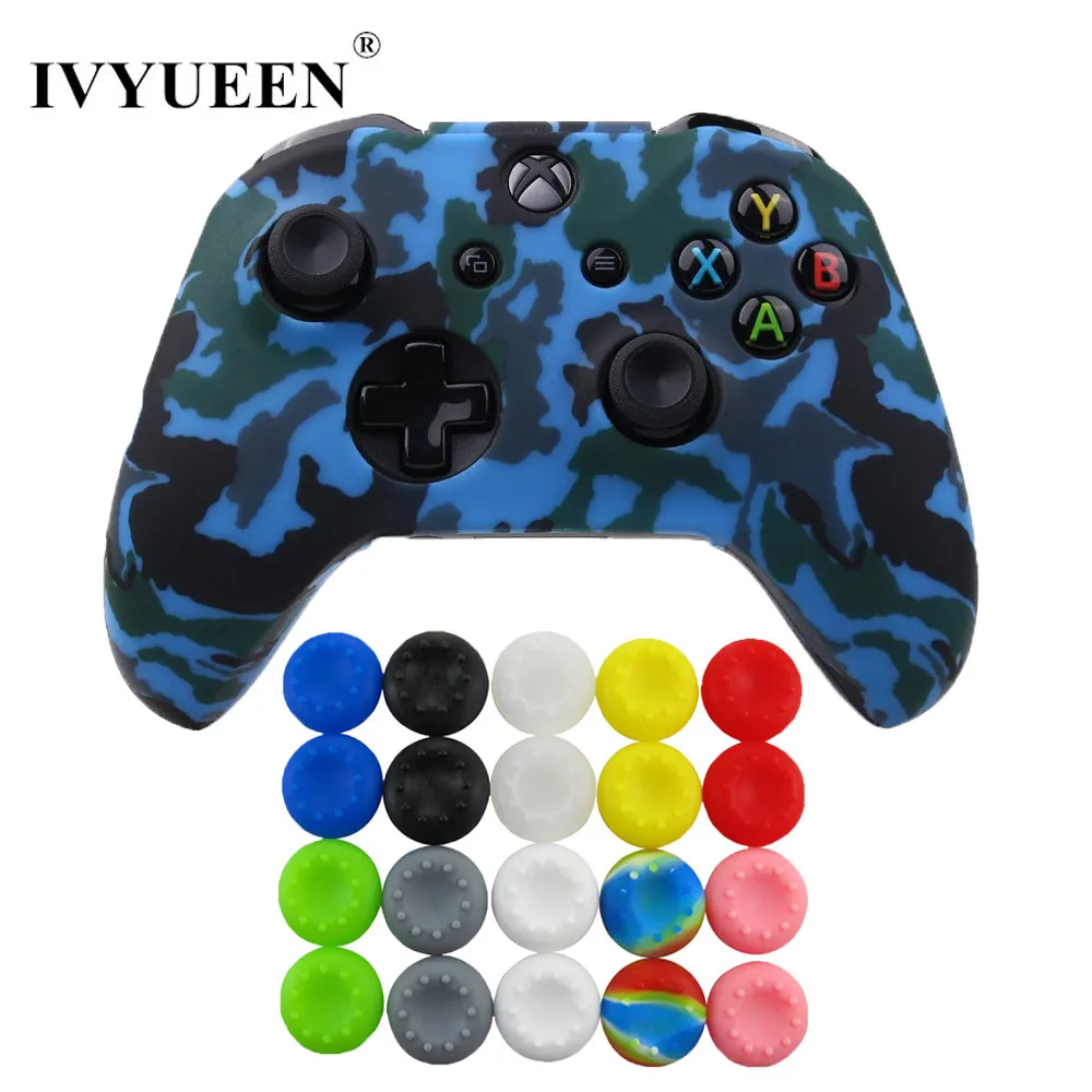Силиконовый защитный чехол IVYUEEN для XBox One X S, защитный камуфляжный чехол с 20 захватами - Цвет: Blue Camo