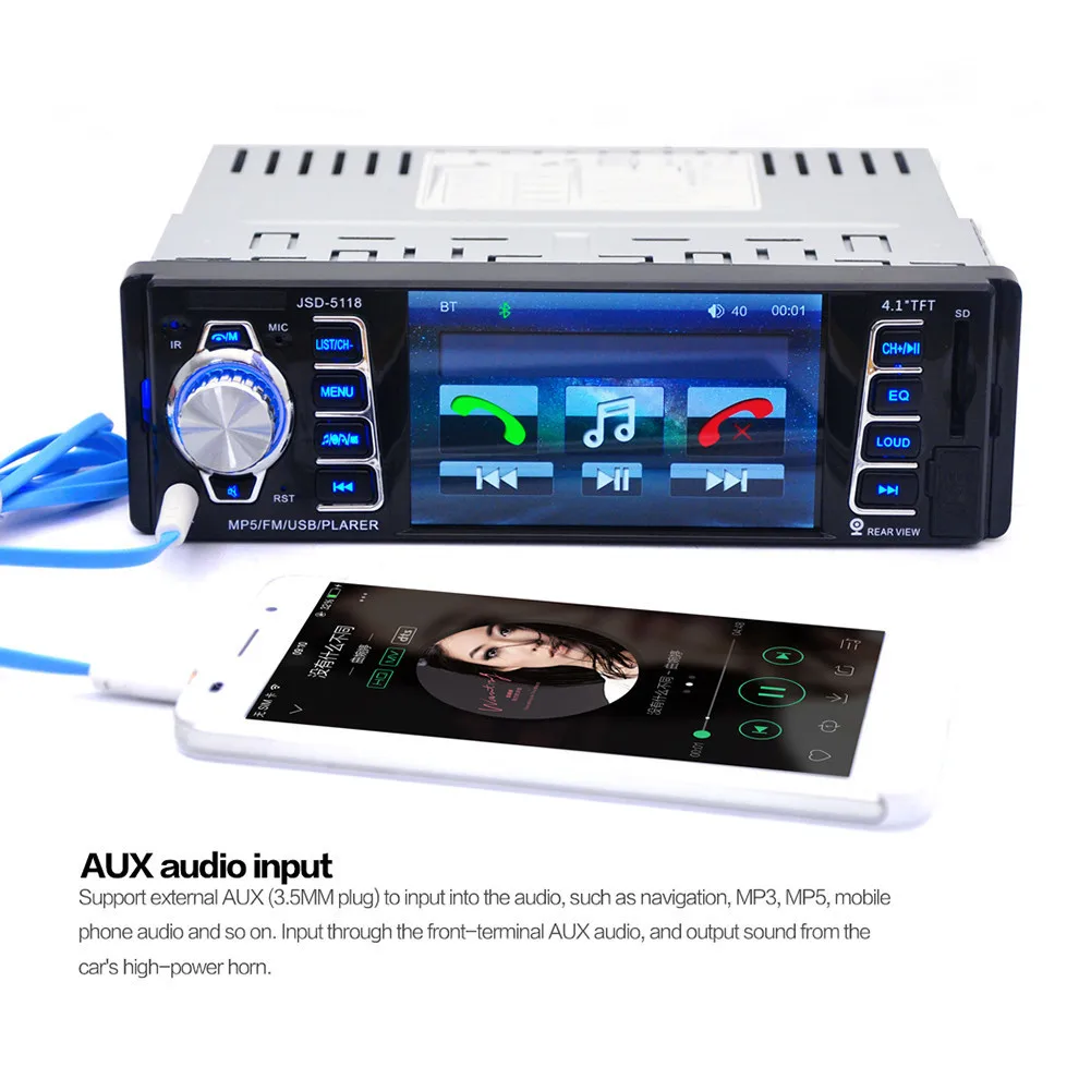 Встроенный Wirel 4 1 дюймовый HD автомобиля FM Аудио плеер Bluetooth MP5 U флэш накопитель с