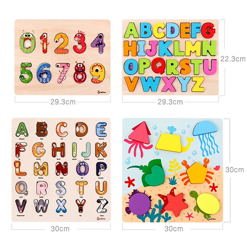 Multicolour Digital Alphabet Puzzle Board Wooden Birthday Boy Girl Educational Toy right colors non-toxic wood | Игрушки и хобби