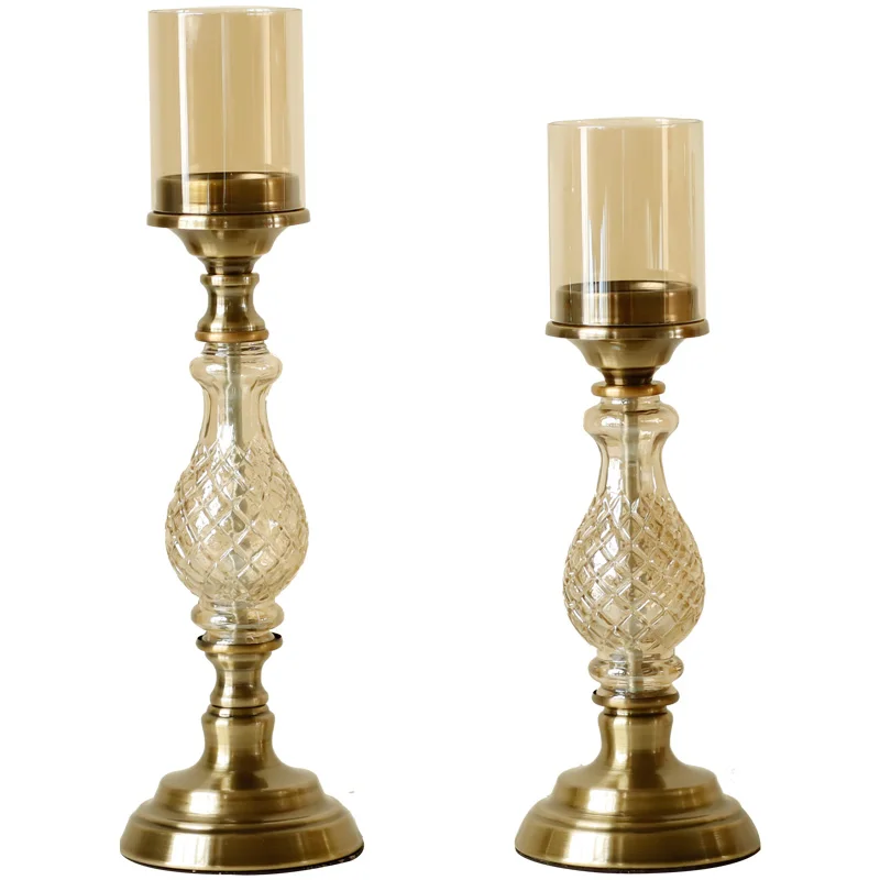 Metal Glass Candlestick European Retro Romantic Table Model Room Decoration Wedding | Дом и сад