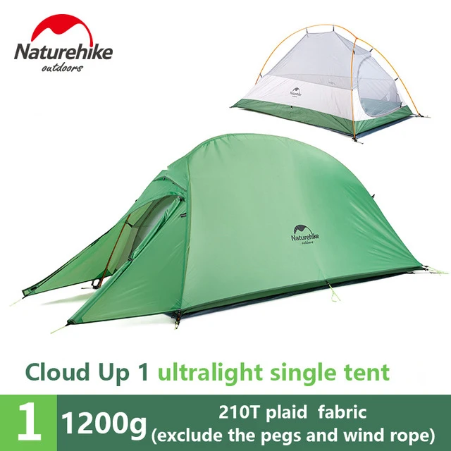 1 person light green Naturehike Новая Самостоятельная 1 2 3 человек Сверхлегкая уличная кемпинговая палатка облачная 1 2 3 обновленная 20D силиконовая тканевая палатка - Цвет: 1 person light green