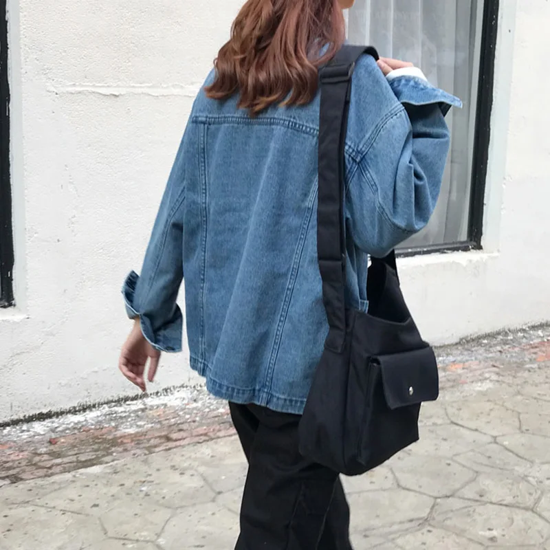 

2019 Women short Retro basical jeans jacket coat Bleach Full Sleeves Single Breast Slim Women Denim Jacket