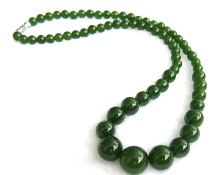 

100% Natura Emerald Hetian Jade Handcraft Carved Beads Necklace Wholesale 6--14 mm Tazhu Necklace