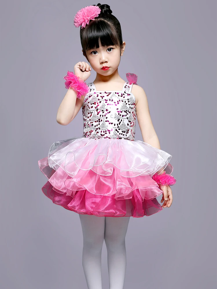 

Children's costumes sequined gauze girls sling pettiskirt children's dance show performance chorus princess dress