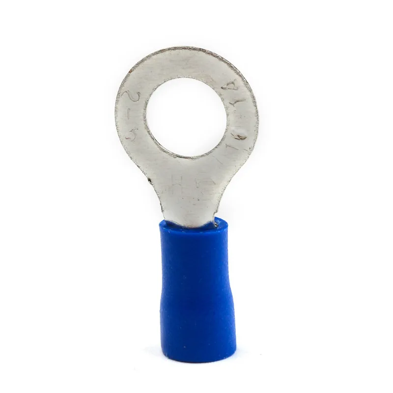 25PCS RV2-6 Blue Ring Insulated Terminals Cable Wire Connectors PVC Electrical Crimp 1/4" Suit 1.5-2.5mm Automobile | Обустройство