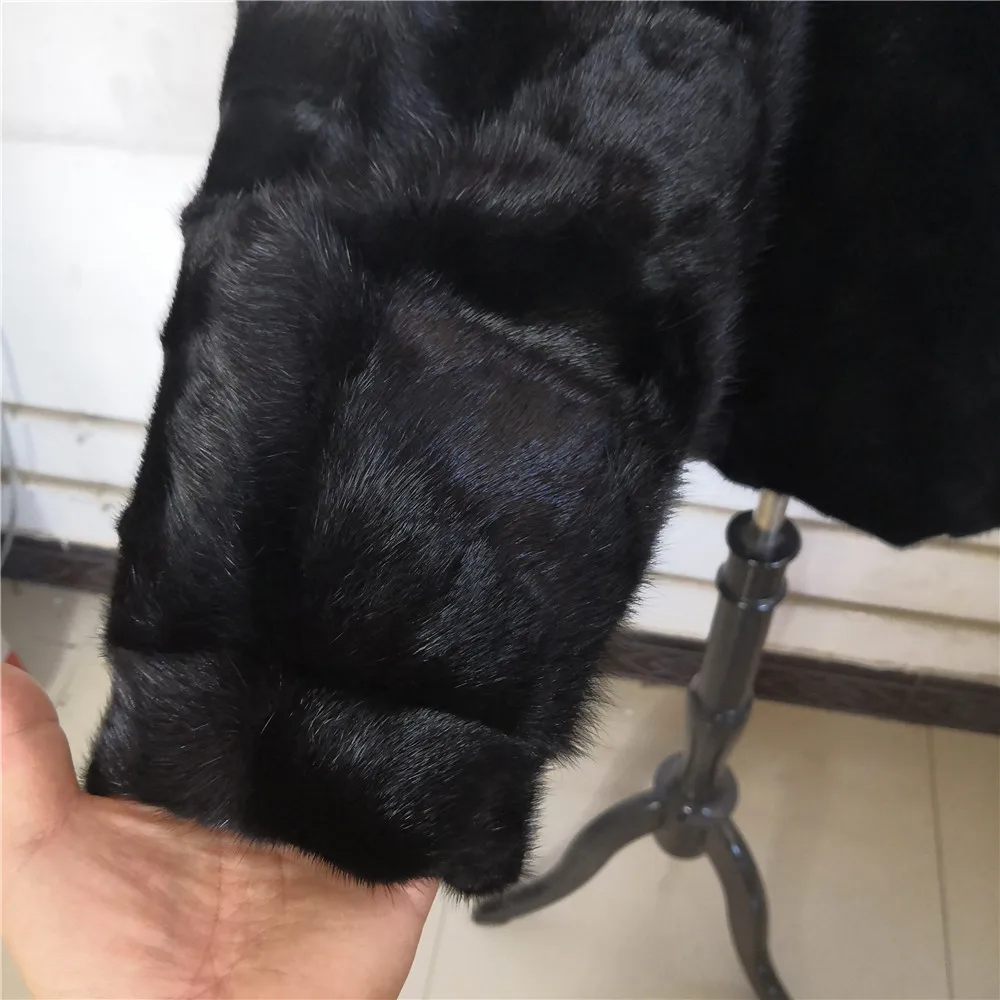 

2018 Winter Women's Jacket Natural Mink Fur Coat Ms. Fashion Double Collar Long Sleeve Long Jacket Women's Winter Jacket