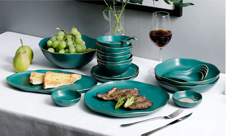 Роскошная керамическая посуда в Пномпене набор столовых приборов бытовые чаши