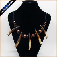 women men tibet jewelry amulet real wolf tooth fangs canine bone carving pendant surfer leather rope chain necklace adjustable
