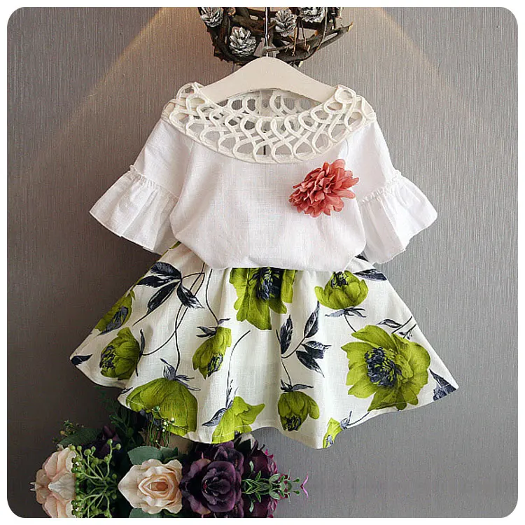 Модный хлопковый комплект одежды для маленьких девочек BibiCola белая футболка с