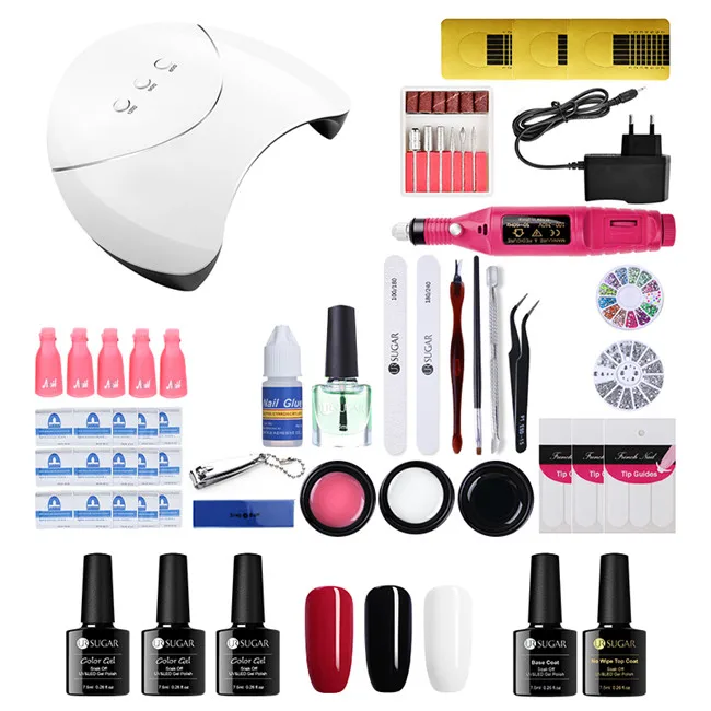 Set 2 UR SUGAR Nail Set UV LED Lamp Dryer With 12pcs Nail Gel Polish Kit Soak Off Manicure Tools Set electric Nail drill For Nail Art - Цвет: Set 2