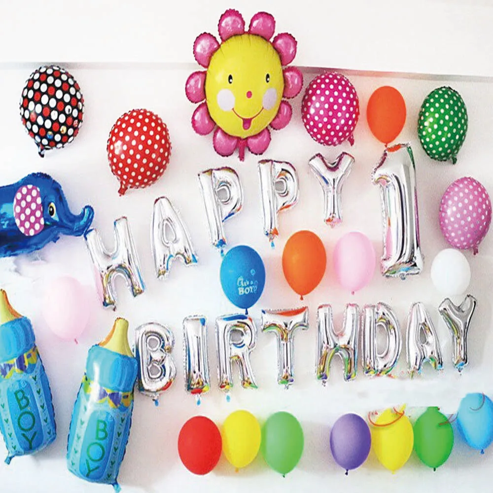 Шары из фольги с надписью Happy Birthday 16 дюймов яркие украшения для вечеринки 1