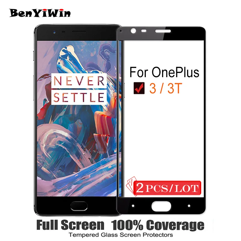 2 шт. 100% оригинал полное покрытие закаленное стекло для OnePlus 3 3T 5 50 &quot защита