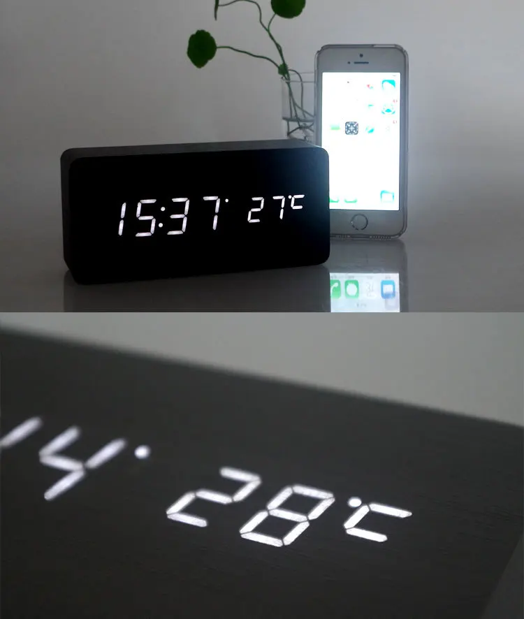 2016 Новый СВЕТОДИОДНЫЙ Будильник С Старому стилю Температура Звуки Управления