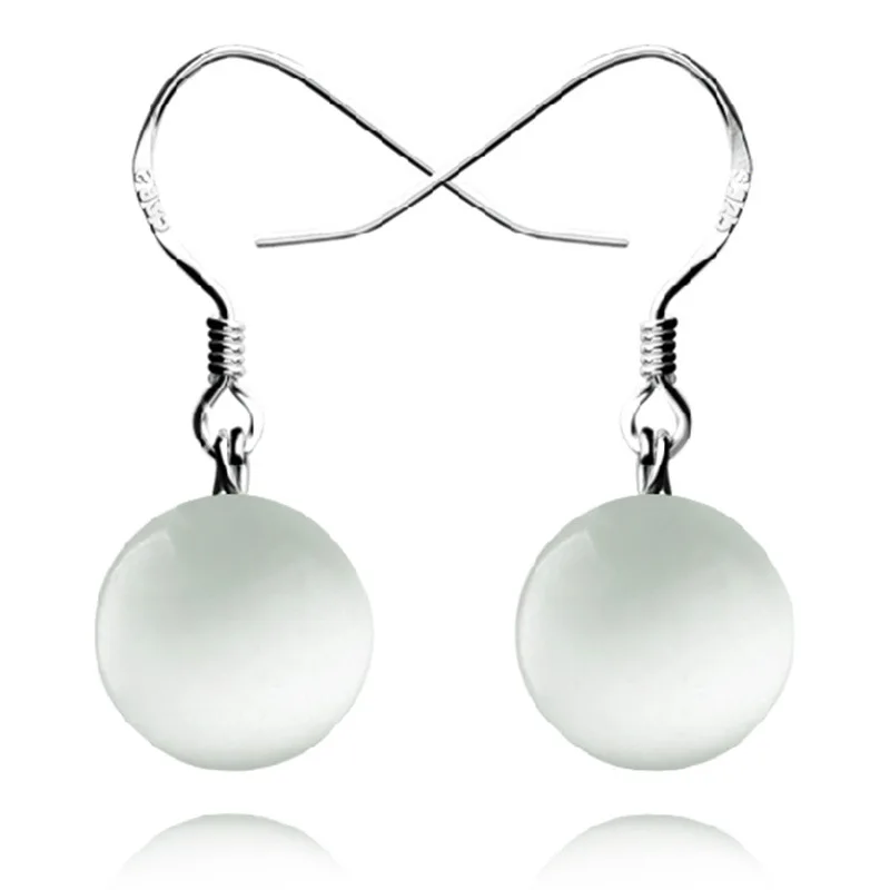 

Wholesale 925 sterling silver fashion opal stone ladies drop earrings jewelry women anti allergy Christmas gift drop shipping