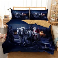 santa claus bedding set twin full queen king duvet cover with pillowcases single double size horse christmas kid bedclothes