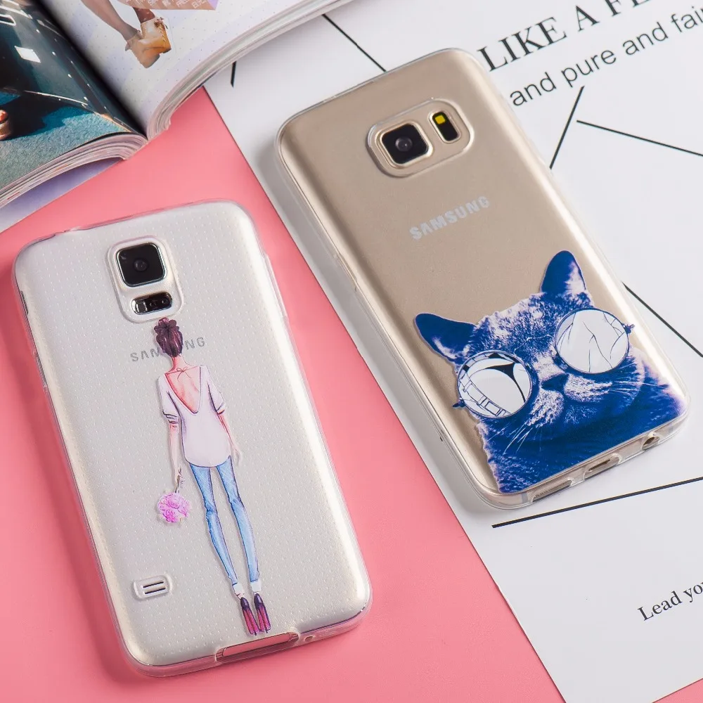 Чехол для samsung galaxy s6 s6edge плюс s5 S6edge + s7 s7edge прозрачный силиконовый Фрукты Цветы