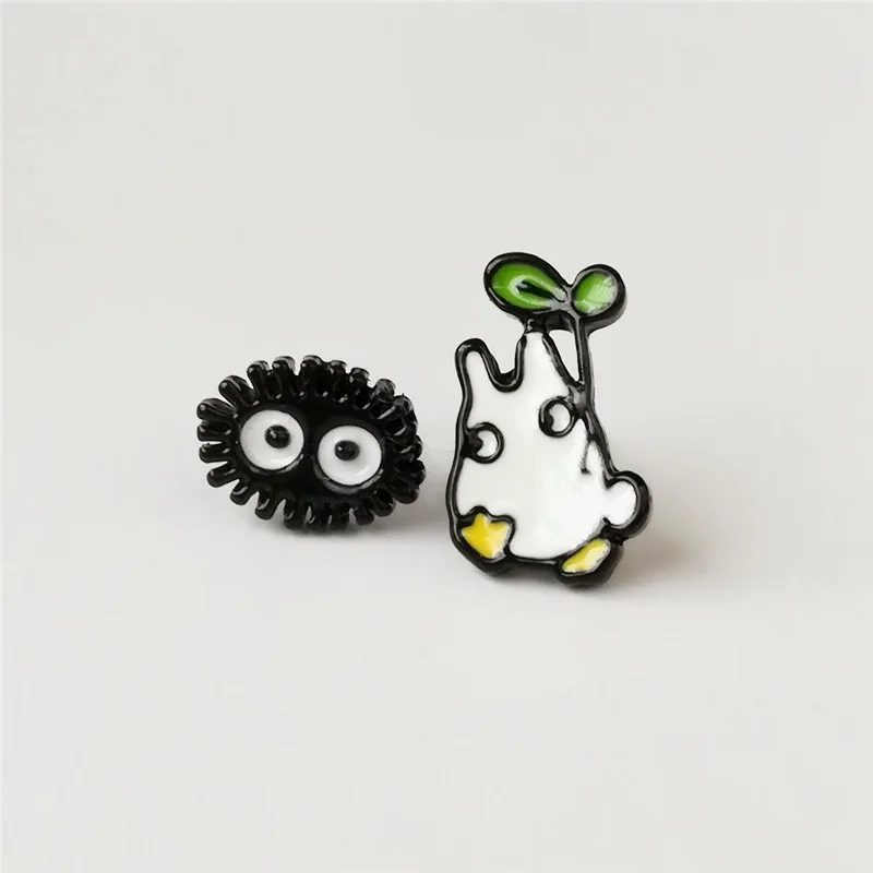 see chart IVYYE Totoro Dusty Ball, модная аниме Сережка с героями мультфильмов, милые серьги-гвоздики с животными для женщин, девочек, детские ювелирные изделия, Рождественский подарок - Окраска металла: see chart
