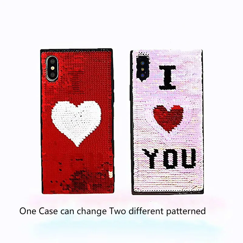 Сменный цветной блестящий чехол для телефона iPhone 7 8 Plus X 3D украшение "Love Heart" Блестки задняя крышка для iPhone 6 6s Plus чехол Капа