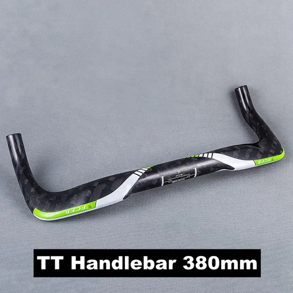 TT Handlebars 380mm FCFB зеленый 12k углеродный Аэро-бар для шоссейного велосипеда TT руль для руля для отдыха Триатлон расширитель для велосипеда - Цвет: TT Handlebars 380mm