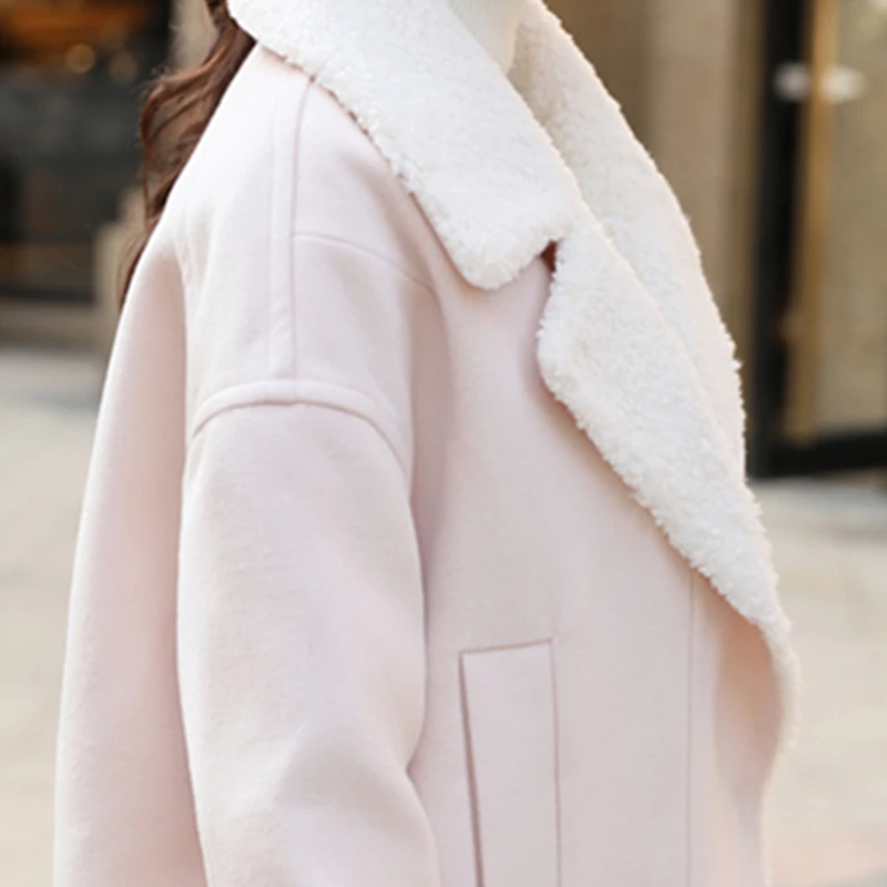 Модные теплые шерсти овечки Мягкий Сгущает шерстяные пальто 2017 Для женщин