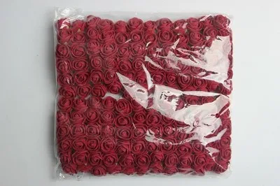 Wine red 144 шт 2 см мини пена Искусственный цветок розы Букет Многоцветный Роза свадебное украшение цветок розы 1 упаковка - Цвет: Wine red