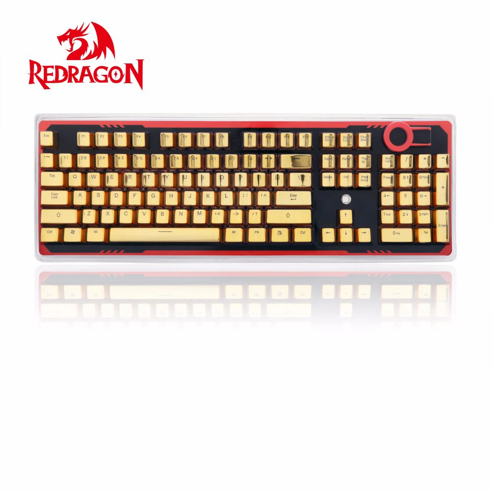 Redragon A101G 104 PBT двойной инъекции с подсветкой металлик гальваническим золотым